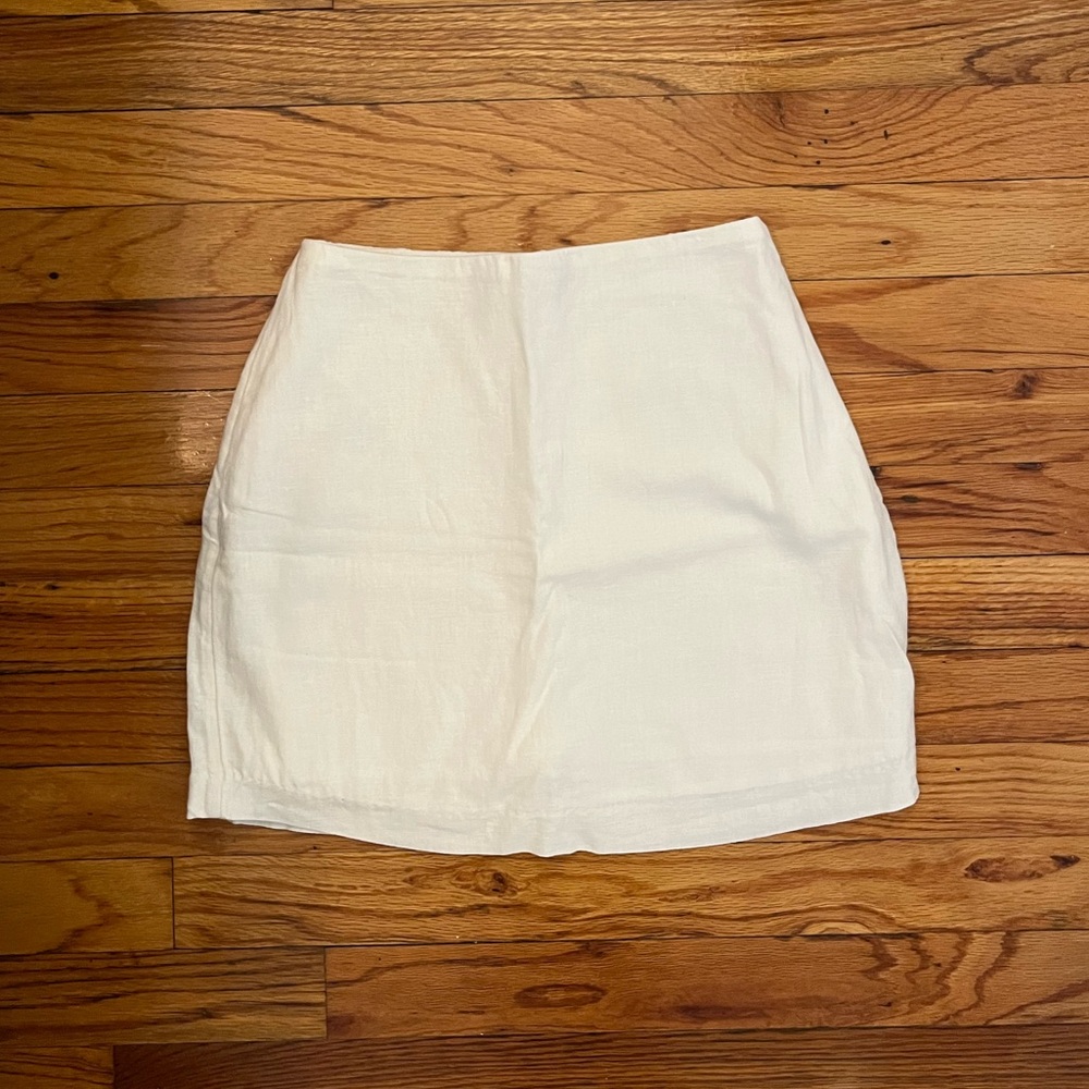 Abercrombie & Fitch White Linen-Blend Skirt